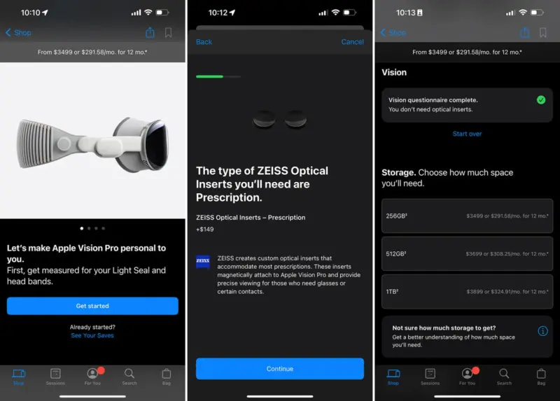 apple vision pro ordering screenshot 1