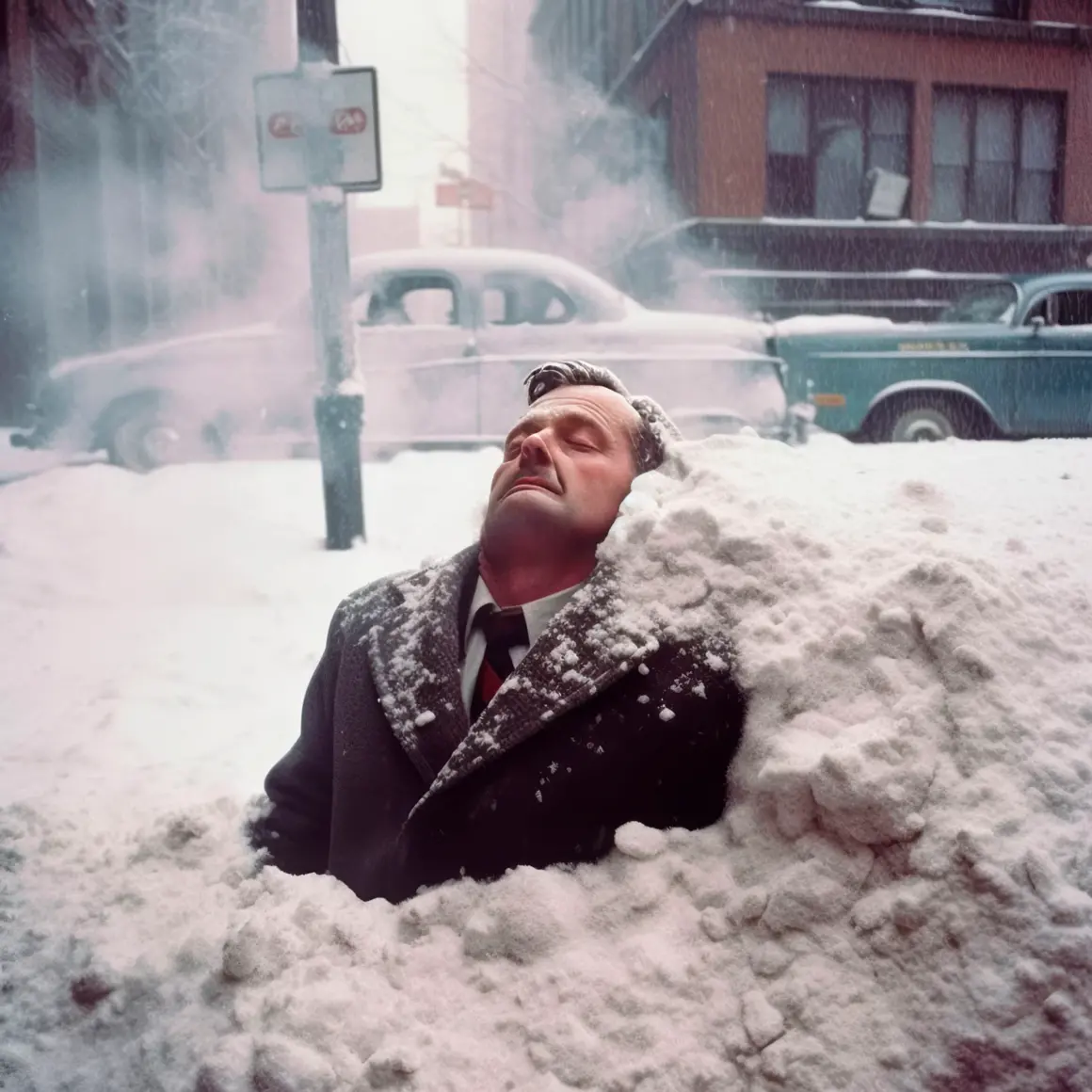 edward1910 man buried in snow up to his head 1950s New York Cit 05e053c6 9a74 4ccb a8a9 ce447b71be04 topaz enhance 4x faceai