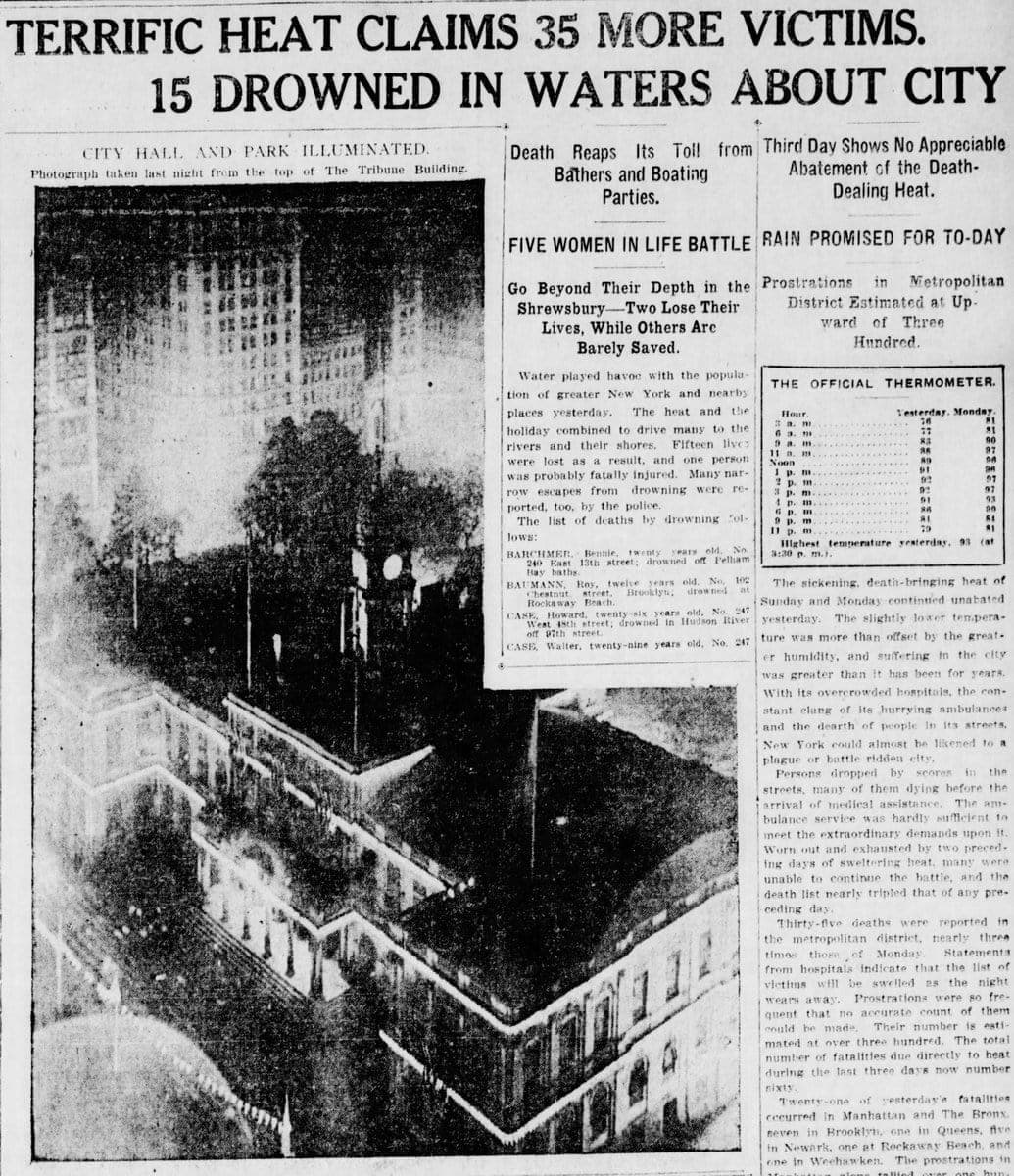 New York heat wave newspaper July 5 1911