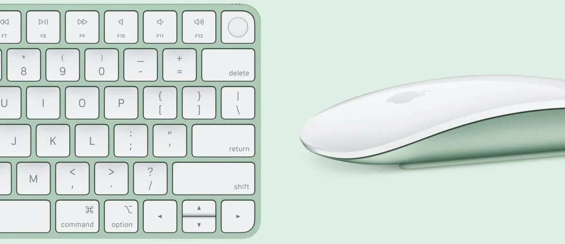 Apple iMac M4 green Magic Mouse