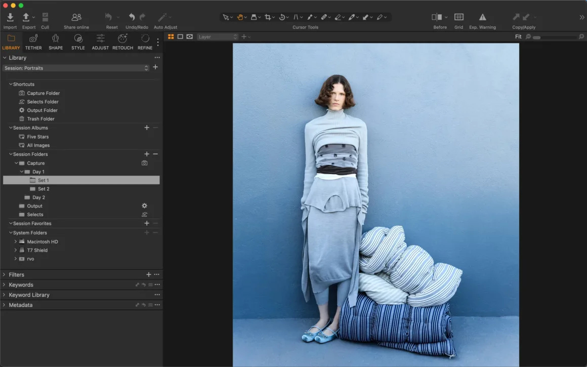 a screenshot of capture one session builder workflow tool