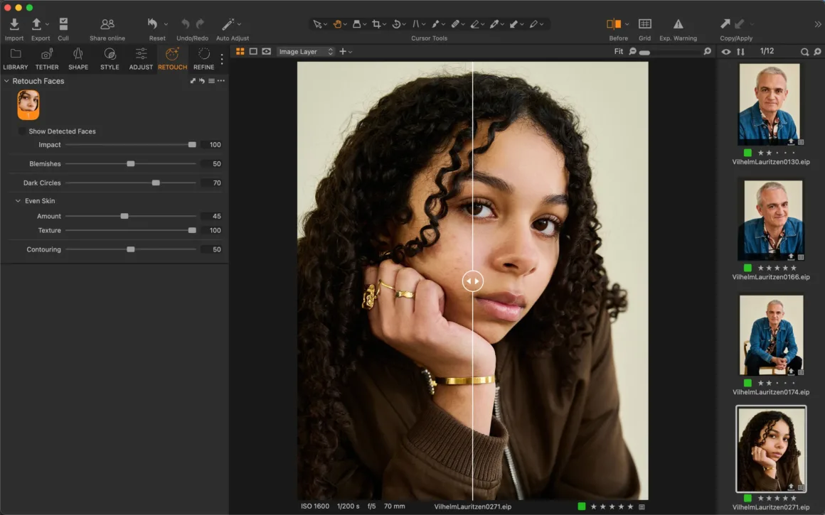 screenshot of capture one retouch feature